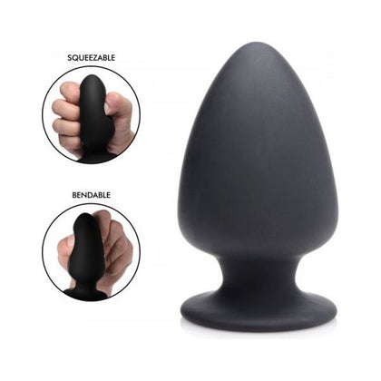 XR Brands Squeeze-It Silexpan Anal Plug Medium Black - Model SP-002 - Unisex Pleasure Toy for Intense Anal Stimulation