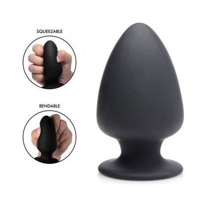 XR Brands Squeeze-It Silexpan Anal Plug Medium Black - Model SP-002 - Unisex Pleasure Toy for Intense Anal Stimulation - Adult Naughty Store