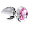 XR Brands Booty Sparks Pink Gem Glass Anal Plug Large - For Sensual Backdoor Pleasure - Adult Naughty Store