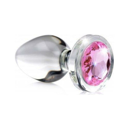 XR Brands Booty Sparks Pink Gem Glass Anal Plug Medium - Pleasure Enhancing Anal Toy for All Genders