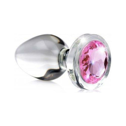 XR Brands Booty Sparks Pink Gem Glass Anal Plug Medium - Pleasure Enhancing Anal Toy for All Genders - Adult Naughty Store