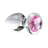 XR Brands Booty Sparks Pink Gem Glass Anal Plug Medium - Pleasure Enhancing Anal Toy for All Genders - Adult Naughty Store