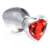 XR Brands Booty Sparks Red Heart Glass Anal Plug Medium - Intimate Pleasure for All Genders - Red - Adult Naughty Store