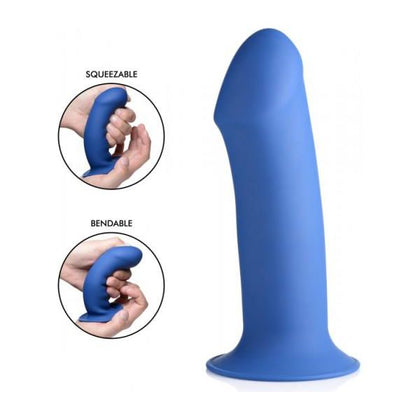 XR Brands Squeeze-It Squeezable Thick Phallic Dildo Blue - Model XRSQZ-4567 - For All Genders - Intense Pleasure - Velvety Silicone