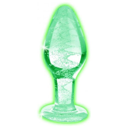 XR Brands Booty Sparks GS-001 Glow-in-the-Dark Glass Anal Plug Large - Unisex Pleasure - Clear/Green - Adult Naughty Store