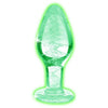 XR Brands Booty Sparks GS-001 Glow-in-the-Dark Glass Anal Plug Large - Unisex Pleasure - Clear/Green - Adult Naughty Store