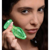 Booty Sparks Luminous Glass Anal Plug Small - Model GSAP-001 - Unisex - Glow-in-the-Dark Green - Adult Naughty Store