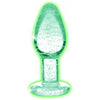 Booty Sparks Luminous Glass Anal Plug Small - Model GSAP-001 - Unisex - Glow-in-the-Dark Green - Adult Naughty Store