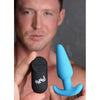 XR Brands Bang! 21X Vibrating Silicone Butt Plug with Remote Control - Model B21X-BP - Unisex Anal Pleasure - Blue - Adult Naughty Store