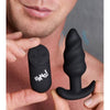 XR Brands Bang! 21X Vibrating Silicone Swirl Butt Plug with Remote Control - Model B21X-BP - Unisex Anal Pleasure - Black - Adult Naughty Store