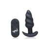 XR Brands Bang! 21X Vibrating Silicone Swirl Butt Plug with Remote Control - Model B21X-BP - Unisex Anal Pleasure - Black - Adult Naughty Store