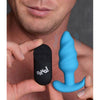 XR Brands Bang! 21X Vibrating Silicone Swirl Butt Plug with Remote Control - Model B21SVP-BLUE - Unisex Anal Pleasure - Blue - Adult Naughty Store