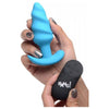 XR Brands Bang! 21X Vibrating Silicone Swirl Butt Plug with Remote Control - Model B21SVP-BLUE - Unisex Anal Pleasure - Blue - Adult Naughty Store