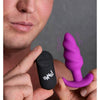 XR Brands Bang! 21X Vibrating Silicone Swirl Butt Plug with Remote Control - Model B21P - Purple (For All Genders - Anal Pleasure) - Adult Naughty Store