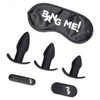 XR Brands Backdoor Adventure 3pc Butt Plug Bullet & Blindfold Kit - Model BDA-3B - Unisex Anal Pleasure - Black - Adult Naughty Store