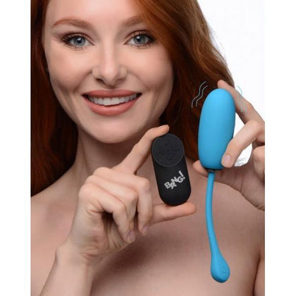 XR Brands Bang! 28X Plush Egg Vibrator and Remote Control Blue - Adult Naughty Store