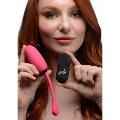 XR Brands Bang! 28X Plush Egg Vibrator and Remote Control - Powerful Pink Silicone Pleasure for Intense Solo or Partner Play