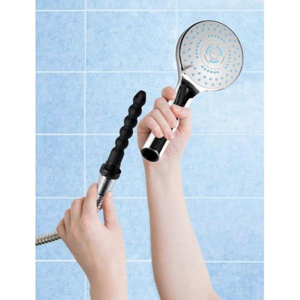 Cleanstream Shower Head W- Silicone Nozzle - Premium Enema Shower Head System for Intimate Cleansing - Model CS-1001 - Unisex - Anal and Vaginal Pleasure - Silver and Black