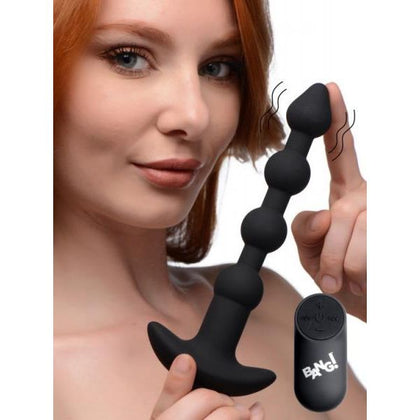 XR Brands Bang! Vibrating Silicone Anal Beads & Remote Control - Model BVR-500 - Unisex Pleasure - Black - Adult Naughty Store