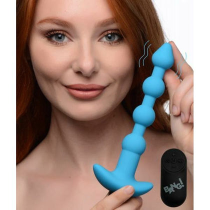 XR Brands Bang! Vibrating Silicone Anal Beads & Remote Control Blue - Model AB-1234 - Unisex Anal Pleasure Toy