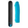 XR Brands Bang! XL Bullet & Ribbed Silicone Sleeve Blue - Powerful Vibrating Bullet for Intense Pleasure - Adult Naughty Store