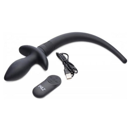 XR Brands Tailz Waggerz Moving Vibrating Puppy Tail Anal Plug - Model XRB-PTAP-001 - Unisex Anal Pleasure - Black - Adult Naughty Store