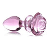 XR Brands Booty Sparks Pink Rose Glass Large Anal Plug - Model XRB-007 - For Sensual Anal Pleasure - Pink - Adult Naughty Store