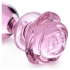 XR Brands Booty Sparks Pink Rose Glass Large Anal Plug - Model XRB-007 - For Sensual Anal Pleasure - Pink - Adult Naughty Store