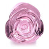 XR Brands Booty Sparks Pink Rose Glass Large Anal Plug - Model XRB-007 - For Sensual Anal Pleasure - Pink - Adult Naughty Store