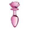 XR Brands Booty Sparks Pink Rose Glass Large Anal Plug - Model XRB-007 - For Sensual Anal Pleasure - Pink - Adult Naughty Store