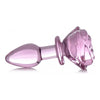 XR Brands Booty Sparks Pink Rose Glass Small Anal Plug - Model XR-1234 - For All Genders - Anal Pleasure - Pink - Adult Naughty Store