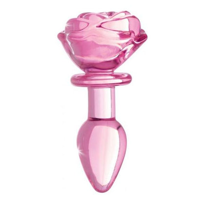 XR Brands Booty Sparks Pink Rose Glass Small Anal Plug - Model XR-1234 - For All Genders - Anal Pleasure - Pink - Adult Naughty Store