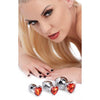 XR Brands Booty Sparks Red Heart Gem Anal Plug Set - Model RS-001 - Unisex Anal Pleasure - Ruby Red - Adult Naughty Store