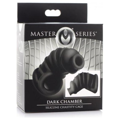 Master Series Dark Chamber Silicone Chastity Cage - Model DSX-2022 - Male - Cock and Ball Restrainer - Black