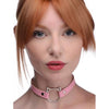 Master Series Kinky Kitty Ring Slim Choker Pink - Elegant Faux Leather BDSM Choker for Sensual Kitty Play - Model KS-RC-PNK - Adult Naughty Store