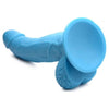 XR Brands Pop 7.5in Dildo with Balls Blue - A Vibrant Pleasure Experience for All Genders and Sensitive Areas