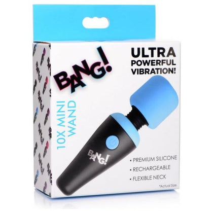 XR Brands Bang! 10X Vibrating Mini Wand Blue - Powerful Portable Pleasure for All Genders - Adult Naughty Store