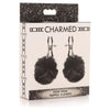 XR Brands Charmed Pom Pom Nipple Clamps Black - Adjustable Pressure Nipple Play Sex Toy for Women - Model 2022