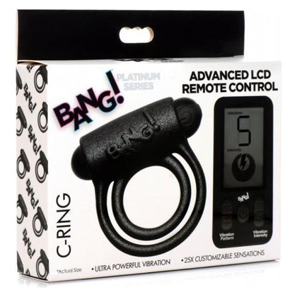 XR Brands Bang! Platinum Series C-ring W- Remote - Metallic Black - Adult Naughty Store