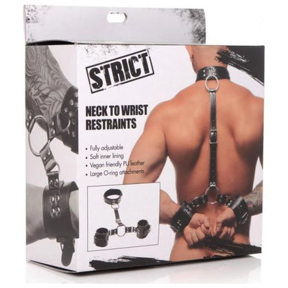 Strict XR Brands Neck to Wrist Restraint - Model XRB-2021 - Unisex Bondage Toy for Intense Pleasure - Black/Silver - Adult Naughty Store