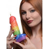 Master Series Pride Pecker Rainbow Drip Candle - Sensual Wax Play for All Genders and Pleasure Zones - Adult Naughty Store