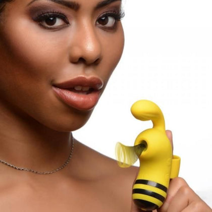 XR Brands Shegasm Sucky Bee Clit Stimulator Finger Vibe - Model SB-2023 - Women's G-Spot and Clitoral Pleasure - Yellow and Black - Adult Naughty Store