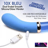 XR Brands Prisms Vibra-Glass 10X Bleu Dual Ended Glass G-Spot Vibe - Ultimate Pleasure for Her in Blue - Adult Naughty Store