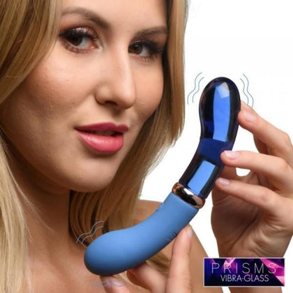 XR Brands Prisms Vibra-Glass 10X Bleu Dual Ended Glass G-Spot Vibe - Ultimate Pleasure for Her in Blue
