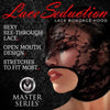 Master Series Lace Seduction Bondage Hood - Black, Sensual Lace Face Mask for Submissive Play