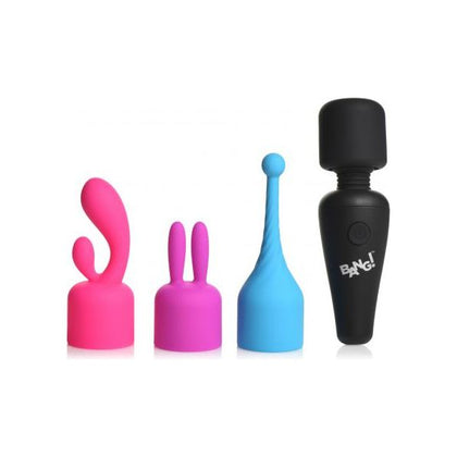 XR Brands Bang! 10X Mini Wand Massager with 3 Attachments - Powerful Compact Pleasure Device for Women - Model: BW-10X - Intense Stimulation for Clitoral, Nipple, and G-Spot Play - Silky Smooth Silicone - USB Rechargeable - Pink