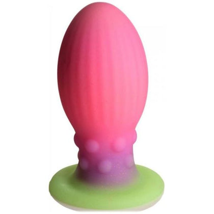 XR Brands Creature Cocks Xeno Glow In The Dark Silicone Egg - Model XG-2021 - Unisex Anal and Vaginal Pleasure - Pink/Purple/Green