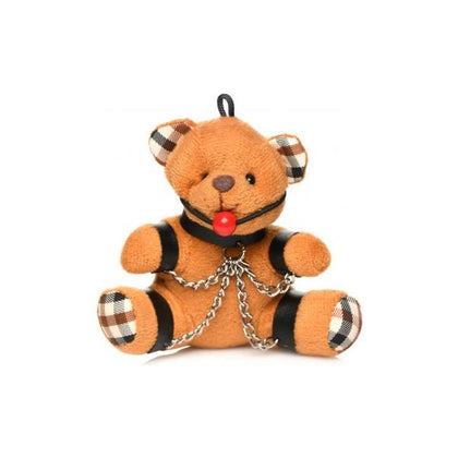 Master Series Gagged Teddy Bear Keychain - Petite Bondage Toy for Playful Pleasures - Model XRBT-2023 - Unisex - Playful Pleasures - Burnt Orange