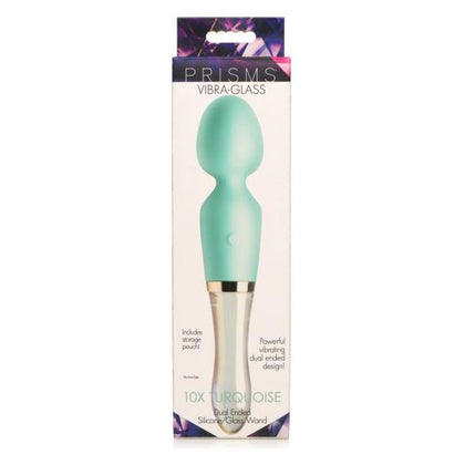 Prism Vibra-Glass 10X Turquoise Dual-Ended Silicone and Glass Wand - Model XRB-1376 - Unisex Pleasure Toy for Sensational Stimulation - Adult Naughty Store