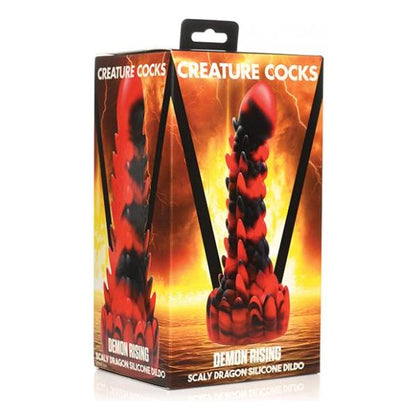 XR Brands Creature Cocks Demon Rising Scaly Dragon Silicone Dildo - Model DRG-001 - Unisex Pleasure - Red and Black